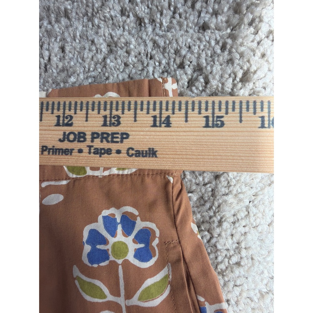 Livro Brown Floral Block Print Button Down Shirt Cotton Band Collar and Skirt - Picture 15 of 15